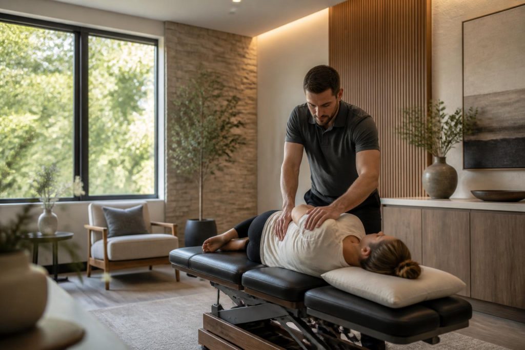 Comfortable chiropractic treatment room in San Diego